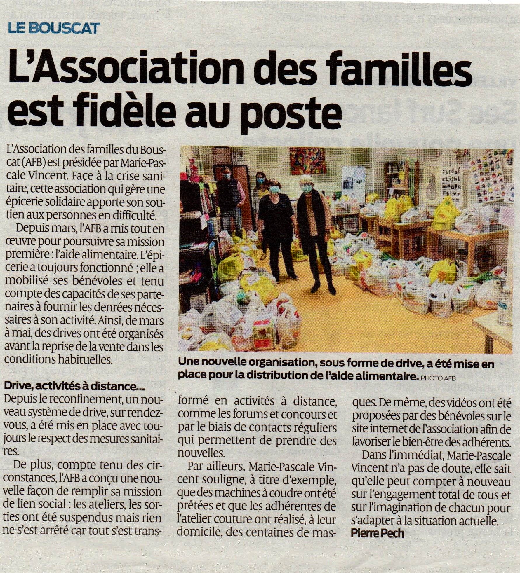 Article Journal Du SUD OUEST Association Des Familles Du Bouscat